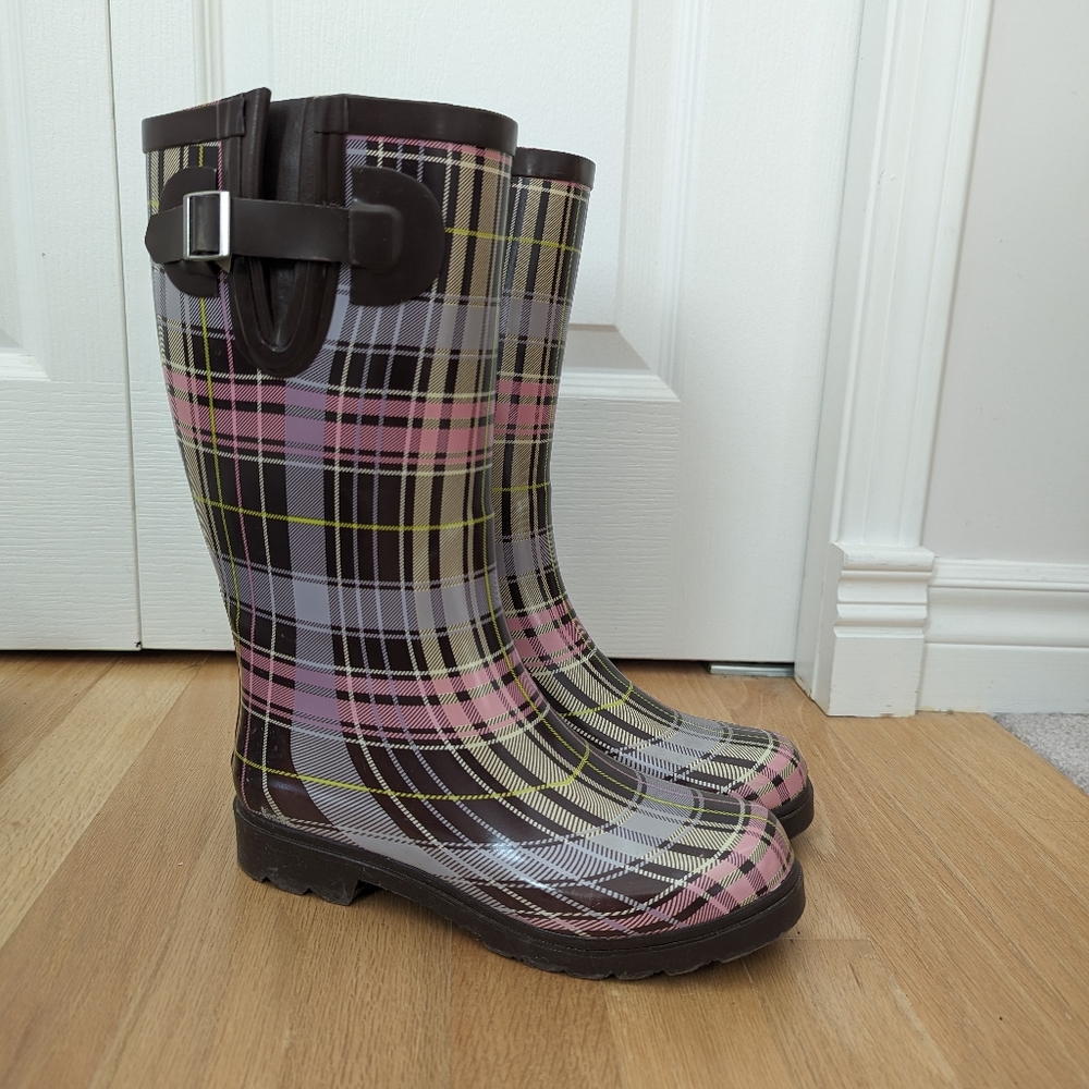 Plaid Rain Boots